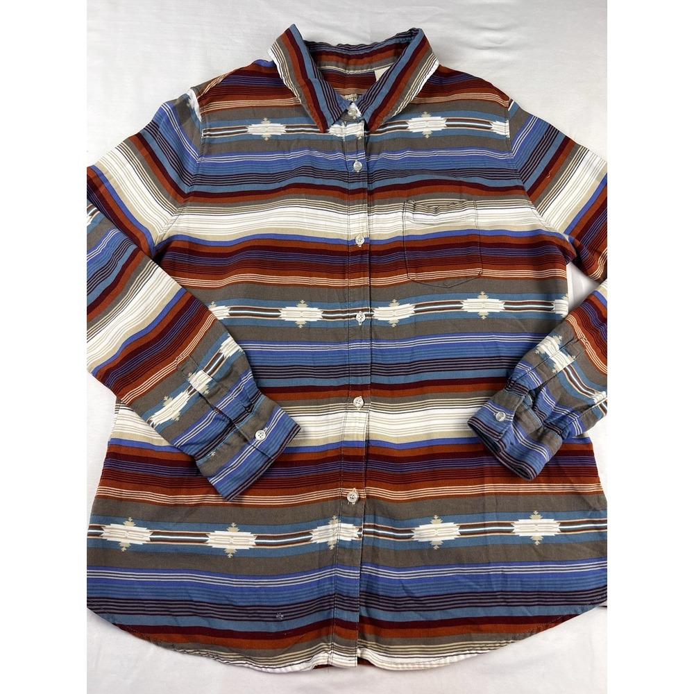 STETSON Western Shirt Aztec Stripe Button Front Southwest Rayon Women's Lg